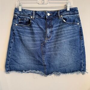 LOFT Frayed Hem Denim Mini Skirt